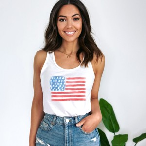 Simply Sage Market American Flag Smudged Racerback Tank - 1 of 4
