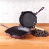 BergHOFF Neo 3Pc Cast Iron Cookware Set, Fry Pan 10", Square Grill Pan 11" & Slotted Steak Press - 2 of 4