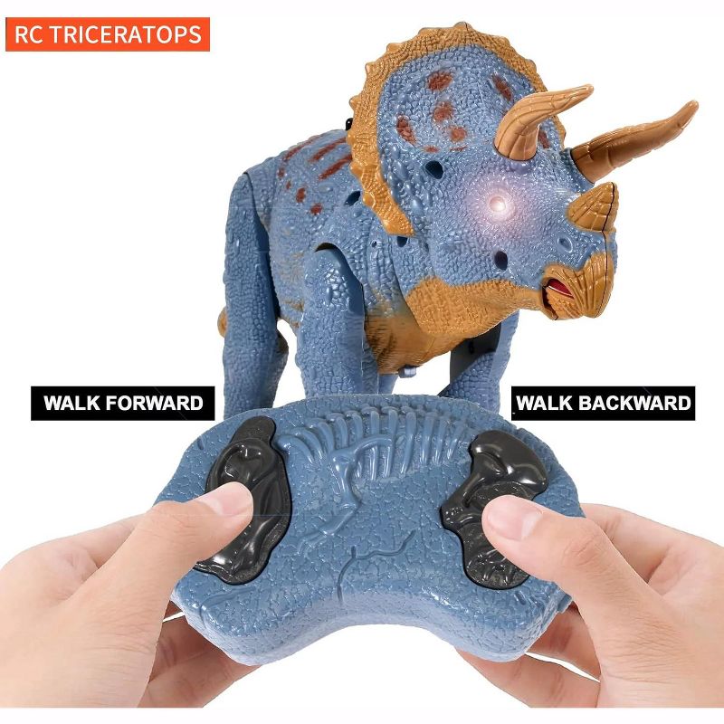 Contixo DR2 RC Dinosaur Toy -Walking Triceratops Dinosaur with Light-Up Eyes & Roaring Effect for Kids, 5 of 18