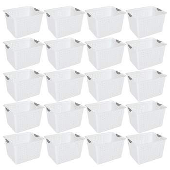 Sterilite Deep Ultra Plastic Durable Storage Bin Tote Baskets with Comfortable Handles for Household and Office Organization, White, 24 Pack