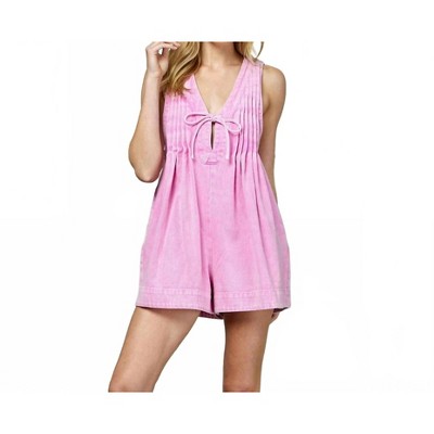 Women's Pleated Denim Romper - Veveret