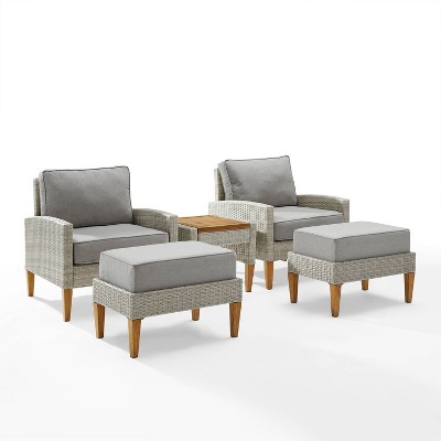 Wicker chair store and ottoman set