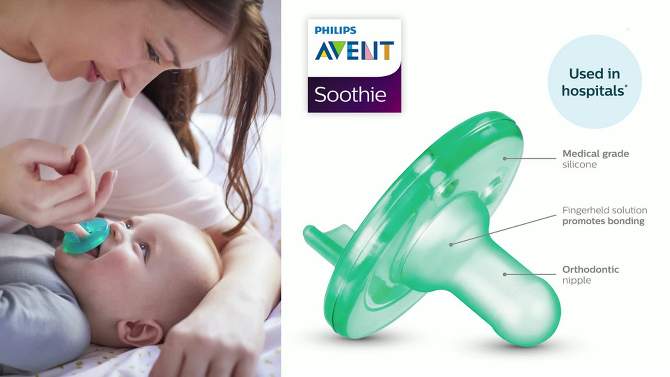 Philips Avent 2pk Soothie Pacifier 3m+ - Blue, 2 of 11, play video