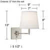 360 Lighting Lanett Modern Swing Arm Wall Lamps Set of 2 Brushed Nickel Plug-in Light Fixture White Empire Drum Shade for Bedroom Bedside Living Room - 4 of 4