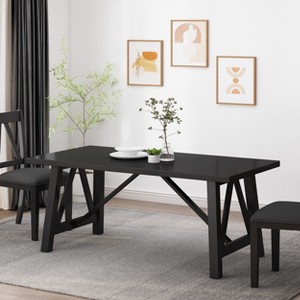 NicBex 71" Modern Rectangle Dining Table,Kitchen Table with Wood Tabletop and MDF Legs for 4 Seaters,Black - 1 of 4