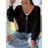Coolmee Women's Plus Size Cardigan Top Hollow Out Open Knit Sweater Ladies Tie Front Shrug - 2 of 3