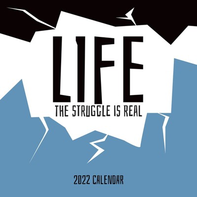 The Gifted Stationery 2021 - 2022 Monthly Wall Calendar, 16 Month, The Struggle is Real Lifestyle Theme with Reminder Stickers, 12 x 12 in