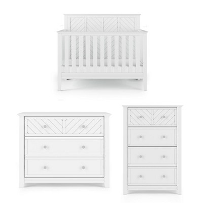 Child Craft Atwood Crib, Dresser and Chest Nursery Set, 3-Piece, Includes 4-in-1 Convertible Crib, Dresser and Chest