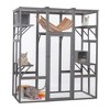 Sevobal Pet Carriers, Cat Cages Indoor Enclosure with Platforms and Lock, Cats Crate Large Exercise Place Ideal for 1-3 Cats, Gray, 62.4"*32.4"*70" - 2 of 4