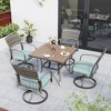 Pamapic 5-Piece Metal Patio Outdoor Dining Set with Square Table and Rattan Swivel Chairs with Cushion - 4 of 4