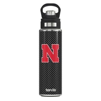 NCAA Nebraska Cornhuskers Carbon Fiber Wide Mouth Water Bottle - 24oz