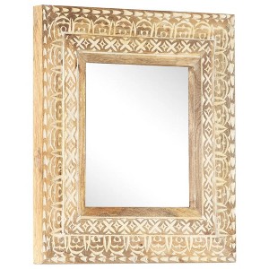 vidaXL Hand-Carved Mirror 19.7"x19.7"x1" Solid Mango Wood - 1 of 4