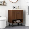 Tangkula 25 Inch Wooden Bathroom Vanity Sink Combo with Open Shelf & Sink & Pop Up Drain - 2 of 4