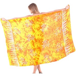 LA LEELA Women's Summer Beach Wrap Bikini Wraps Sarong Coverup Skirt Bathing suit Swimsuit Swimwear Cover Up for Women One Size Yellow, Star - 1 of 4