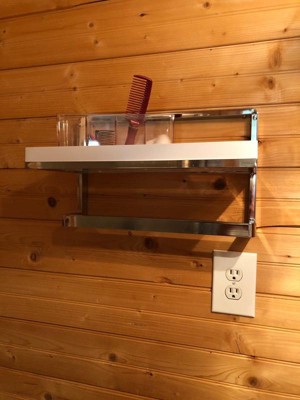 19.75 Floating Glass Bathroom Wall Shelf Chrome - Danya B. : Target