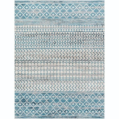 Mark & Day West Terre Haute 7'10"x10' Rectangle Washable Woven Indoor Area Rugs Ice Blue: Stain-Resistant, Modern Bohemian Decor