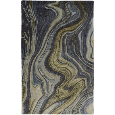 Amira Transitional Abstract Blue/Ivory/Green Area Rug