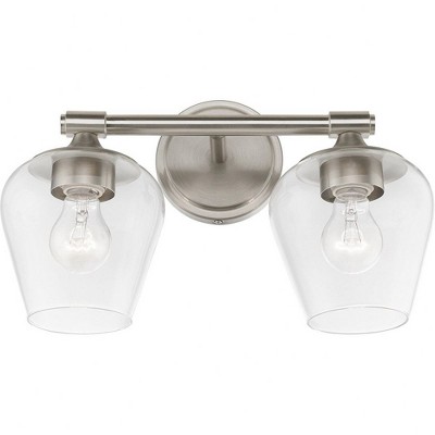 Willow Brushed Nickel 2-Light Vanity Sconce with Clear Glass