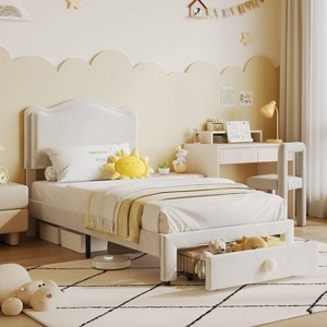 Kids Noise-Free Platform Bed Frame–With Headboard & Storage Drawer,Easy Assembly, Children Bedroom Furniture - 1 of 4