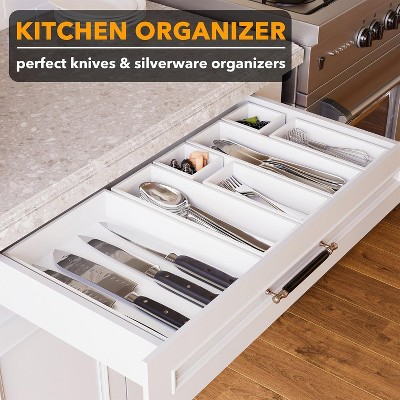 SpaceAid 7-Piece Bamboo Drawer Organizer Set – Multi-Use Divider Bins for Kitchen, Bathroom, Office, and Makeup Storage, White — фото 3