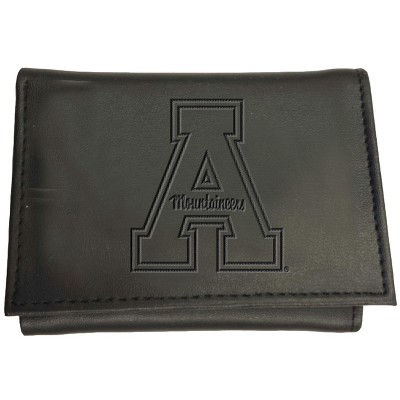 Evergreen NCAA Appalachian State Mountaineers Black Leather Trifold Wallet Officially Licensed with Gift Box