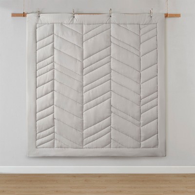 Gray Twin Microfiber Reversible Chevron Comforter Set