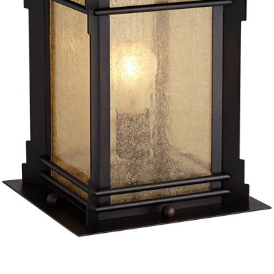 Walnut Bronze Outdoor Pier Mount Lights with Frosted Cream Glass Set of 2