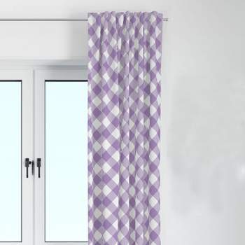Bacati - Check Plaids Printed Purple Cotton Printed Single Window Curtain Panel