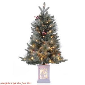 Home 3ft Christmas Tree Pre-Lit Artificial Christmas Tree with Snowflake Base, Flocked Snow 78 Warm White Lights 8 Lighting Modes, Xmas Holiday Decor - 1 of 4