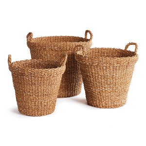 Plum & Post Seagrass Tapered Baskets With Handles And Cuffs, Set Of 3 - 1 of 4
