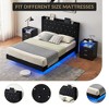 Floating Bed Frame, Modern Platform Bed Frame, Wood Slats Support, Upholstered Headboard, No Box Spring Needed, Black - 4 of 4
