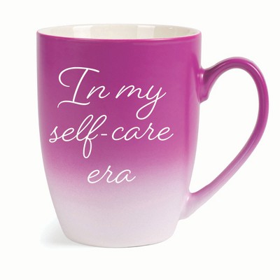 Elanze Designs In My Self-Care Era Two Toned Ombre Matte 10 ounce New Bone China Coffee Tea Cup Mug For Your Favorite Morning Brew, Pink and White