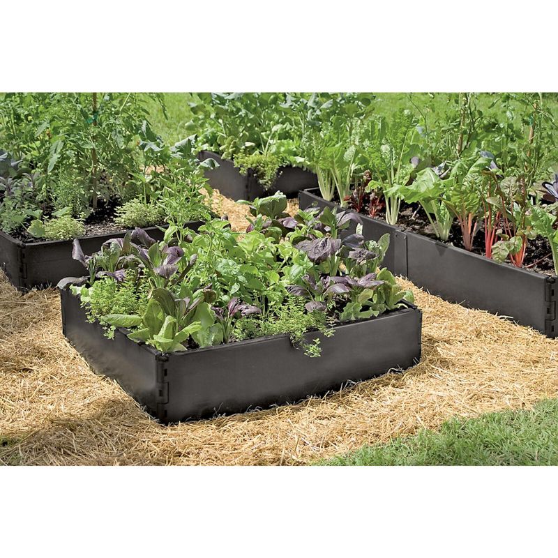 Gardener's Supply Company 100% Recycled Raised Garden Bed, 3' x 3' | Outdoor Compact Small Space Gardening with 10" Planting Depth - Black, 2 of 3