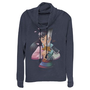 Juniors Womens Mulan Anime Reflection Cowl Neck Sweatshirt - 1 of 3