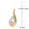 Yellow Plated Sterling Silver 6 - 6.5 MM Cultured Freshwater Pearl and 1/3 CT TGW Created White Sapphire Swirl Drop Earrings - 3 of 4