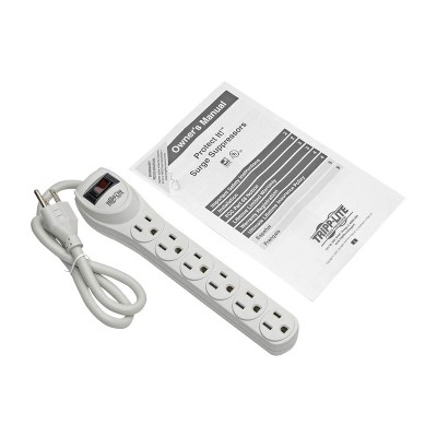 White 6-Outlet Surge Protector with 2-Foot Cord