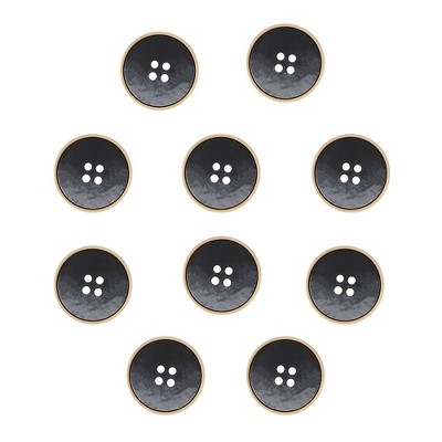Unique Bargains Women's 4 Holes Flat Button Buttons Black 10 Pcs