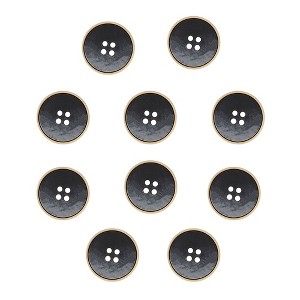 Unique Bargains Women's 4 Holes Flat Button Buttons Black 10 Pcs - 1 of 4