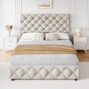 Bed Frame with 4 Storage Drawers & Adjustable Headboard, Linen Upholstered Platform Bed Frame, Diamond Stitched Button Bed Frame, No Box Spring Needed - 4 of 4