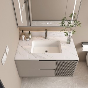 KTMBDW 43/37/31'' Rectangular Bathroom Sink with Marble Vanity Top, Predrilled Centerset and 4-Inch Backsplash, Stain-Resistant, Easy-To-Clean- White - 1 of 4