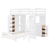 NicBex Twin over Twin Bunk Bed Loft Bed with Desk Wooden Bed Frame with Shelves, Drawers, Inclined Ladder and Guardrail, No Box Spring Required - 2 of 4