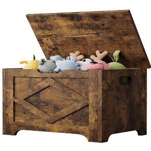 homfan Storage Chest, Wooden Storage Bench with Safety Hinges, Easy Assembly, Large Toy Chest for Entryway, Living Room, Bedroom - 1 of 4