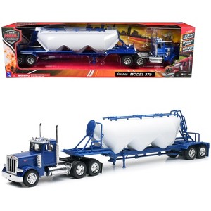 Peterbilt 379 Truck Blue with Pneumatic Tanker Trailer White "Long Haul Truckers" Series 1/32 Diecast Model by New Ray - 1 of 4