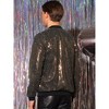 Lars Amadeus Men's Zip Up Long Sleeves Disco Sparkle Sequin Bomber Jacket - image 3 of 4