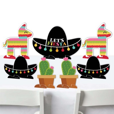 Big Dot of Happiness Let's Fiesta - Mexican Fiesta Centerpiece Table Decorations - Tabletop Standups - 7 Pieces