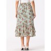 INSPIRE CHIC Women's Chiffon Elastic Waist Ruffle Tiered Flowy Midi Floral Printed Skirts - 4 of 4