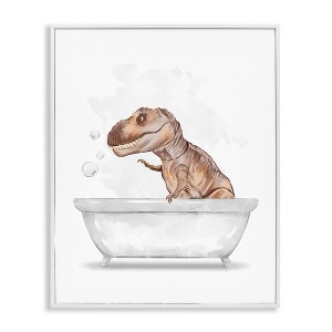 Stupell Industries T-Rex Dino in Bubble Bath Framed Giclee Art - 1 of 4