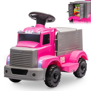 6V Ride on Truck, Kids Electric Car with Under Seat Storage, Music, 2 Headlights and 5 LED Lights - 1 of 4