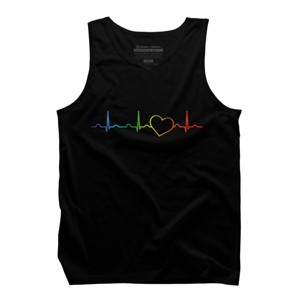 Adult Design By Humans Rainbow Pride Heartbeat By Luckyst Tank Top - 1 of 2
