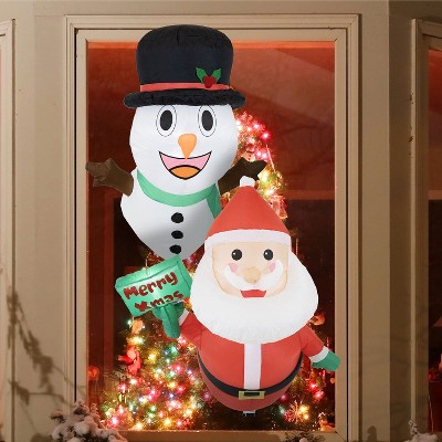 Sunnydaze Santa and Frosty Christmas Window Inflatable Duo